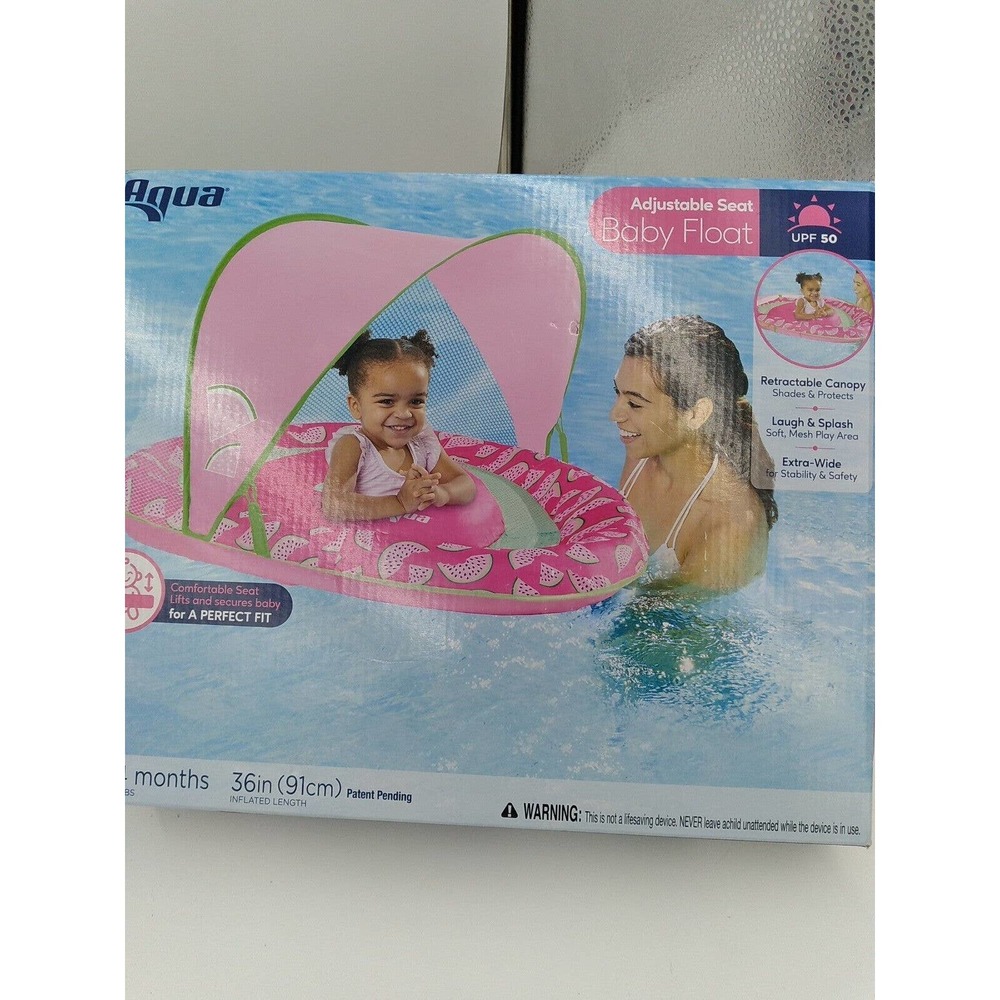 Aqua Adjustable Seat Baby Float with Canopy, Watermelons